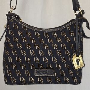 Dooney & Bourke Black and Gold Monogram Shoulder Bag